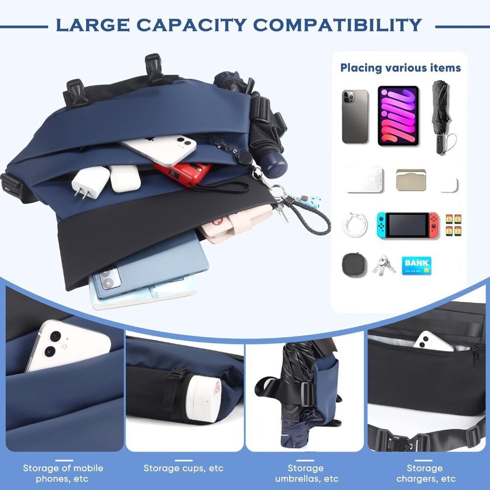 Water-Resistant Sling Backpack With Magnetic Buck… - image 3